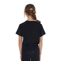 T-shirt fille Equestro So Lovely en coton manches courtes Noir