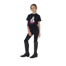 Meisjes T-shirt Equestro So Lovely van katoen met korte mouwen Zwart