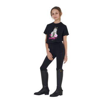 Meisjes T-shirt Equestro So Lovely van katoen met korte mouwen Zwart