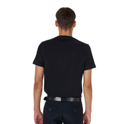 T-shirt homme Equestro basique à logo ton sur ton manches courtes Noir T-shirt homme Equestro basique à logo ton sur ton manches courtes Noir