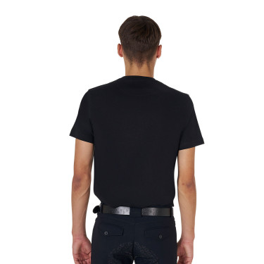 T-shirt homme Equestro basique à logo ton sur ton manches courtes Noir T-shirt homme Equestro basique à logo ton sur ton manches courtes Noir