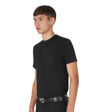 T-shirt homme Equestro basique à logo ton sur ton manches courtes Noir T-shirt homme Equestro basique à logo ton sur ton manches courtes Noir