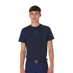 T-shirt homme Equestro basique à logo ton sur ton manches courtes Marine Bleu marine