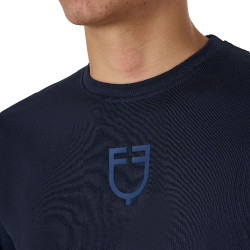 T-shirt homme Equestro basique à logo ton sur ton manches courtes Marine Bleu marine