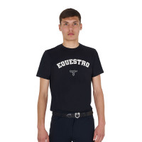 Heren T-shirt Equestro Horse Club van katoen met korte mouwen Zwart