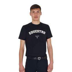T-shirt homme Equestro Horse Club en coton manches courtes Noir