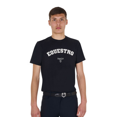 T-shirt homme Equestro Horse Club en coton manches courtes Noir