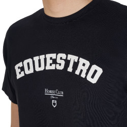 T-shirt homme Equestro Horse Club en coton manches courtes Noir