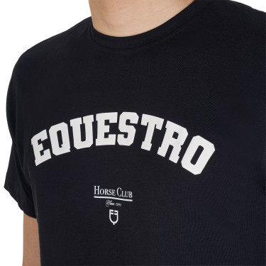 T-shirt homme Equestro Horse Club en coton manches courtes Noir