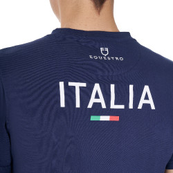 Heren T-shirt Equestro x FISE slim fit met korte mouwen Marineblazer Marineblauw