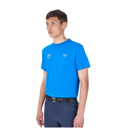 T-shirt homme Equestro x FISE coupe slim manches courtes Bleu de savoie
