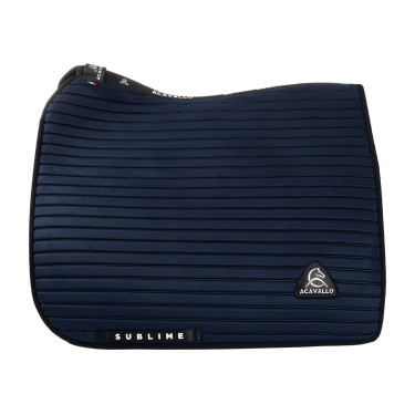 Tapis de dressage Acavallo Sublime en daim à bandes Marine Bleu marine