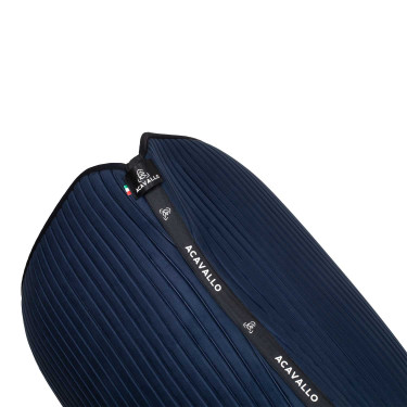Tapis de dressage Acavallo Sublime en daim à bandes Marine Bleu marine