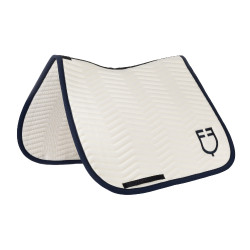 Dressuurdekje Equestro gewatteerd Wave in technische stof Antiek wit / marineblazer