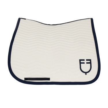 Dressuurdekje Equestro gewatteerd Wave in technische stof Antiek wit / marineblazer