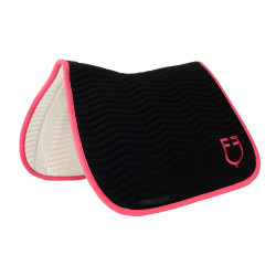 Tapis de dressage Equestro matelassé Wave en tissu technique Noir / chèvrefeuille