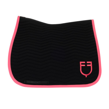 Tapis de dressage Equestro matelassé Wave en tissu technique Noir / chèvrefeuille