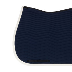 Tapis de dressage Equestro matelassé Wave en tissu technique Marine blazer / blanc antique Bleu marine