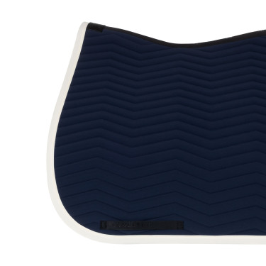 Tapis de dressage Equestro matelassé Wave en tissu technique Marine blazer / blanc antique Bleu marine