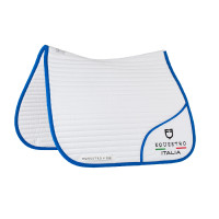 Dressuurzadeldek Equestro x FISE met geborduurd logo Wit / Savoisch blauw