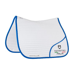 Dressuurzadeldek Equestro x FISE met geborduurd logo Wit / Savoisch blauw