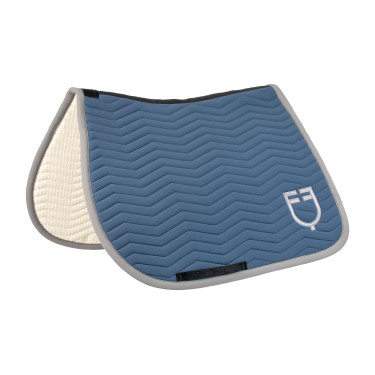 Tapis de saut Equestro matelassé Wave en tissu technique Bering sea / gris givré Bleu Tapis de saut Equestro matelassé Wave en tissu technique Bering sea / gris givré Bleu
