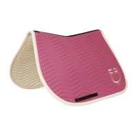 Tapis de saut Equestro matelassé Wave en tissu technique Rose château / blanc antique