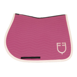 Tapis de saut Equestro matelassé Wave en tissu technique Rose château / blanc antique