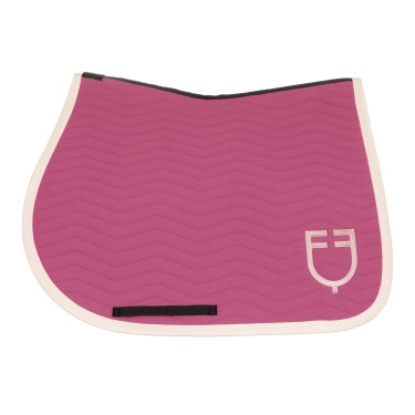 Tapis de saut Equestro matelassé Wave en tissu technique Rose château / blanc antique