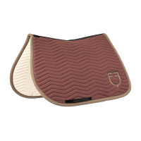 Tapis de saut Equestro matelassé Wave en tissu technique Blanc antique / marine blazer