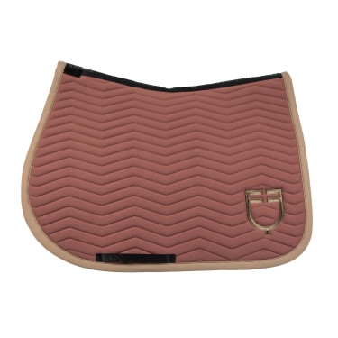 Tapis de saut Equestro matelassé Wave en tissu technique Marron / walnut