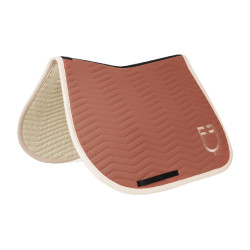 Tapis de saut Equestro matelassé Wave en tissu technique Redwood / blanc antique Rouge