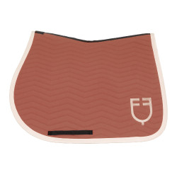 Tapis de saut Equestro matelassé Wave en tissu technique Redwood / blanc antique Rouge