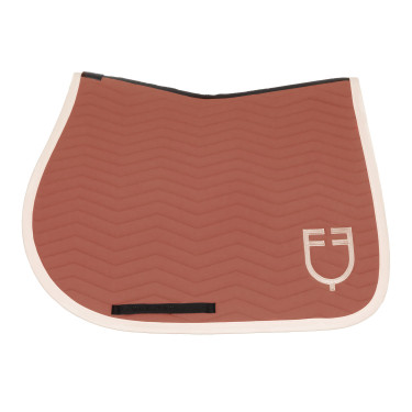 Tapis de saut Equestro matelassé Wave en tissu technique Redwood / blanc antique Rouge