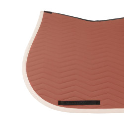 Tapis de saut Equestro matelassé Wave en tissu technique Redwood / blanc antique Rouge