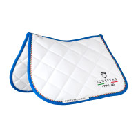 Springzadeldek Equestro x FISE met Italiaanse vlagbies Wit / Savoisch blauw