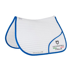 Tapis de saut Equestro x FISE avec logo brodé Blanc / bleu de savoie