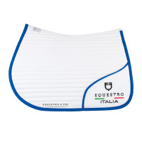 Springzadeldek Equestro x FISE met geborduurd logo Wit / Savoisch blauw