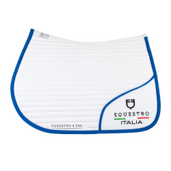 Tapis de saut Equestro x FISE avec logo brodé Blanc / bleu de savoie