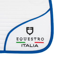 Springzadeldek Equestro x FISE met geborduurd logo Wit / Savoisch blauw