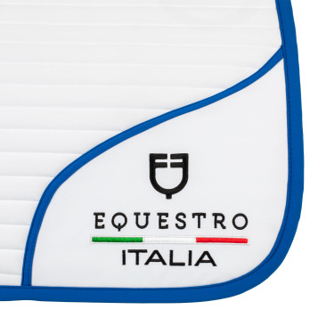 Springzadeldek Equestro x FISE met geborduurd logo Wit / Savoisch blauw