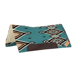 Tapis western Pool’s ergonomique contour laine Turquoise / noir Bleu