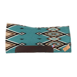Tapis western Pool’s ergonomique contour laine Turquoise / noir Bleu