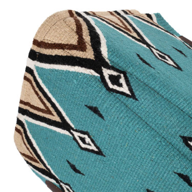 Tapis western Pool’s ergonomique contour laine Turquoise / noir Bleu
