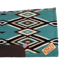 Tapis western Pool’s ergonomique contour laine Turquoise / noir Bleu