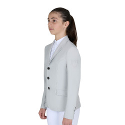 Veste de concours enfant Equestro coupe slim trois boutons Brume portuaire Veste de concours enfant Equestro coupe slim trois boutons Brume portuaire