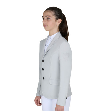 Veste de concours enfant Equestro coupe slim trois boutons Brume portuaire Veste de concours enfant Equestro coupe slim trois boutons Brume portuaire