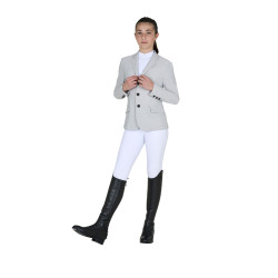 Veste de concours enfant Equestro coupe slim trois boutons Brume portuaire Veste de concours enfant Equestro coupe slim trois boutons Brume portuaire