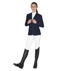 Veste de concours enfant Equestro coupe slim trois boutons Marine blazer Bleu marine Veste de concours enfant Equestro coupe slim trois boutons Marine blazer Bleu marine
