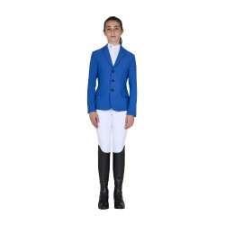 Kinderwedstrijdjas Equestro slim fit met drie knopen Blauw kwarts Kinderwedstrijdjas Equestro slim fit met drie knopen Blauw kwarts